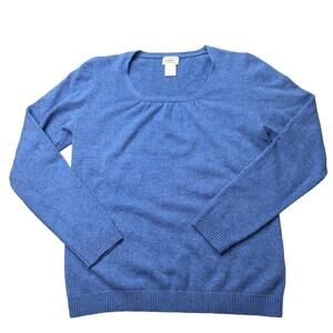 L.L. Bean Womens 100% Cashmere Pullover Sweater Long Sleeve Soft Knit Blue Small